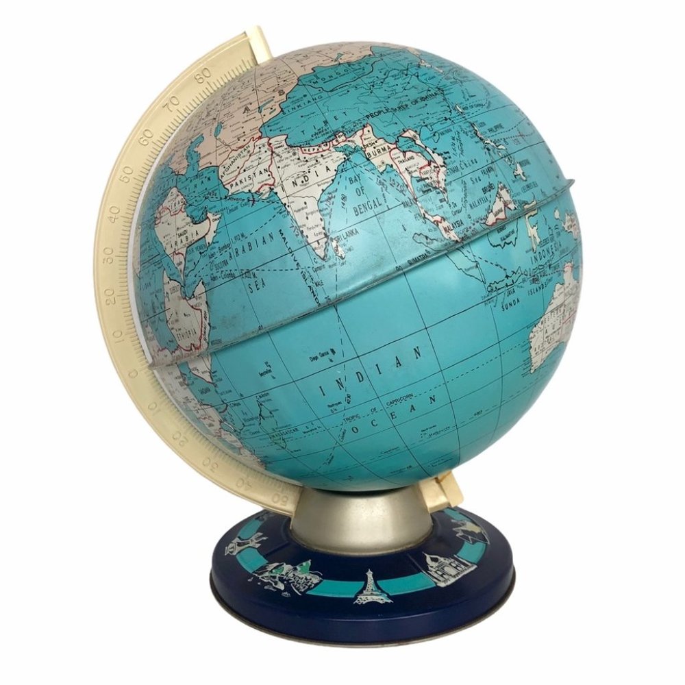 Vintage Metal Globe Made in USA The Ohio Art Co.